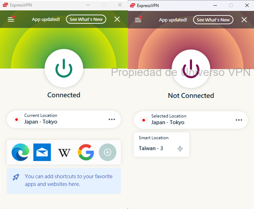 ExpressVPN connecté